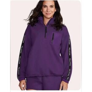 Peloton Womens Uptown Vibe 1/4 Zip 2.0 Fleece Sweatshirt Purple Size Large Logo